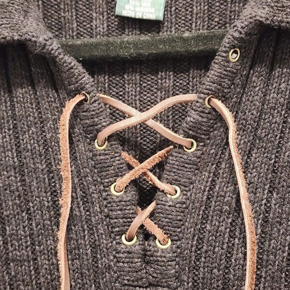 Ralph Lauren Women’s Silk Blend Leather Tie Neck Pullover Sweater Large - Picture 5 of 10